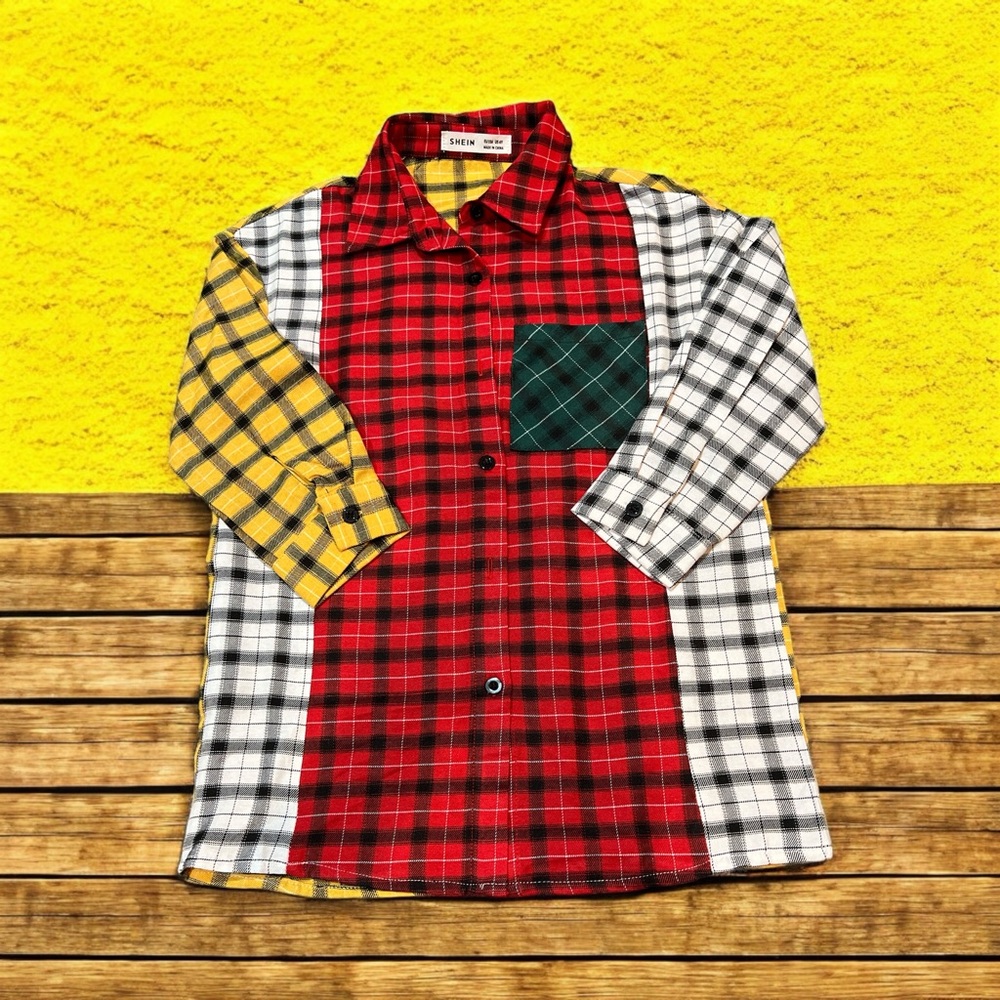 NEW Girls Plaid Button Down Shirt (6)